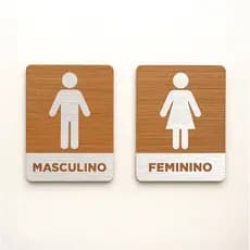 Placa de Banheiro MDF Decorativo 20x15cm ? Masculino/Feminino Sinalização Sanitário