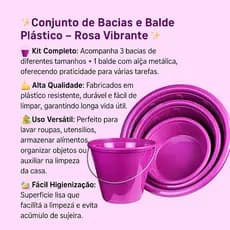 Kit Lavanderia, Bacias c/ Balde, Limpeza e Praticidade