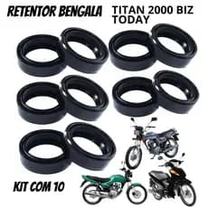 Retentor Bengala Today 1995 a 1999 Titan 125  2000 a 2008 Fan Biz 100 Biz 125 2005 a 2011 Pop 100 kit com 10