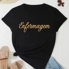 Camiseta Blusa T-shirt Feminina Estampada Enfermagem Enfermeira 100% Algodão