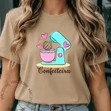 Camiseta Blusa Feminina Confeiteira Boleira Doceira Doces T Shirt Profissão 100% Algodão