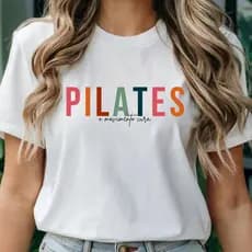 Camiseta Blusa Feminina Pilates Fitness T Shirt Fisioterapia Educação Física 100% Algodão