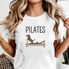 Camiseta Blusa Feminina Pilates Cachorro Fitness T Shirt Fisioterapia Educação Física 100% Algodão
