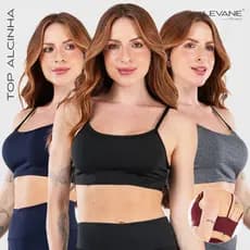 Kit 3 Top Alcinha Fitness Sem Bojo Feminino Academia