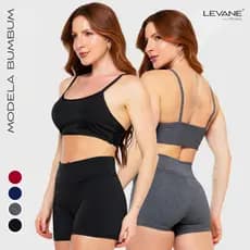 Kit 2 Conjunto Fitness Academia Feminino Fitness Top Alcinha e Short Curto
