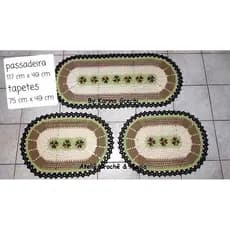 Jogo de Tapetes de Crochê decoração Cozinha quarto porta entrada
