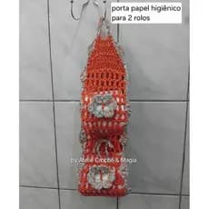 Porta papel higiênico de crochê decoração banheiro organizador