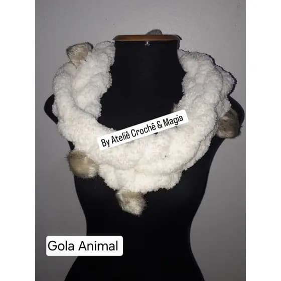 Gola Cachecol de lã em crochê tricô inverno