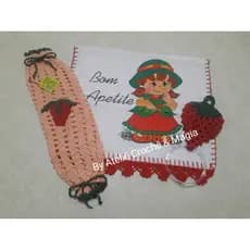Kit Puxa-saco, porta pano de prato e Pano de Prato decoração organizadores cozinha