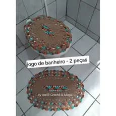 Jogo de tapetes para banheiro, de crochê, kit com 2 peças decoração