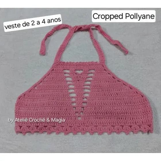 Top Cropped de Crochê Infantil, piscina, praia, verão biquíni