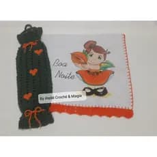 Kit Puxa-saco e Pano de Prato Crochê Decoração Cozinha organizadores