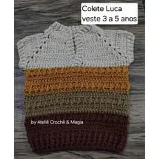 Pulover, Colete Infantil em Crochê