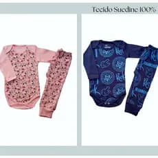 Conjunto de Frio Bebe Tecido Suedine Estampado