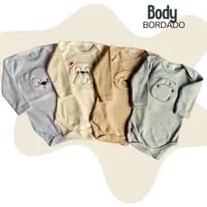 Kit 4 Peças Body De Bebe Infantil Bordado Manga Longa Menina Tecido Suedine 100% Algodão Enxoval de Bebê