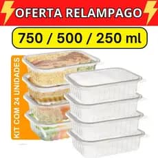 Kit 24 Unidades Pote Marmita Freezer Microondas Fitness Comida Congelada Marmitex