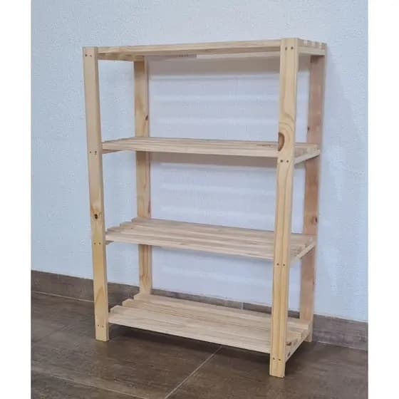Estante Com 4 Prateleiras De Madeira Moderna Pinus 100x70