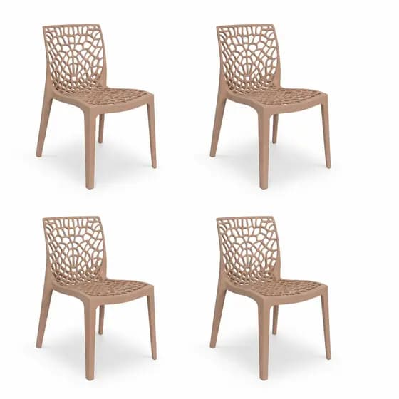 Cadeira Gruvyer Nude Design Moderno Empilhável Polipropileno Resistente Sala Cozinha Área Gourmet