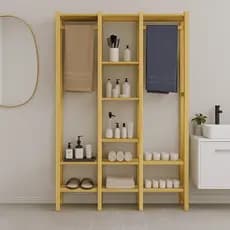 Estante Cabideiro Pinus 8 Prateleiras Multiuso Arara Closet Organizador Roupas Sapateira Grande
