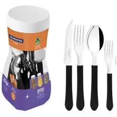Jogo Talheres Faqueiro Tramontina 20 Peças Leme Inox Completo Resistente Cabo Polipropileno