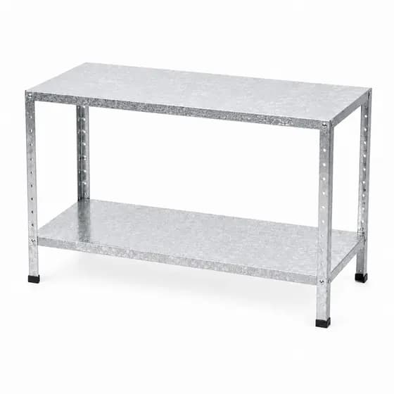 Mesa Aço Galvanizado Multiuso Industrial 2 Prateleiras Ajustáveis