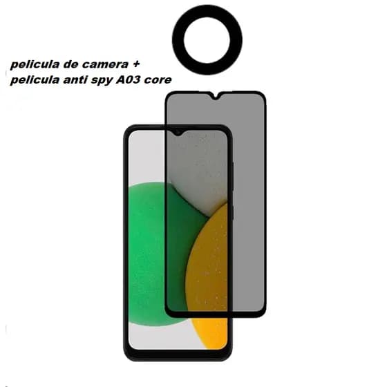 Kit película de Câmera + Pelicula 3D anti Spy Samsung Galaxy A03 Core / Pelicula de privacidade