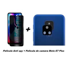 Kit película de Câmera + Pelicula 3D anti Spy Motorola Moto E7 Plus / Pelicula de privacidade