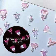 Auroras Glitter Heart Star Em Forma De Estrela Brilhante Acessórios De Unhas Grow-In-Dark Nail Material Decorações