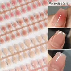 30Pcs Gradiente Pregos Curtos De Ballet Conjunto Simples De Falsos Nus Cor Caixão Falso Prensa Em Dicas De Capa Cheia