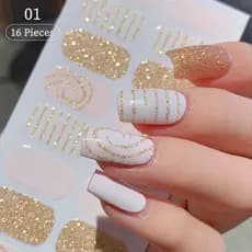 16 Dicas Etiqueta Do Prego Adesivos Da Arte Auto-Adesivo Simples Completo Envolve DIY NAil Fazendo