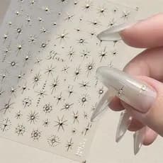 Ouro Prata Estrela Colorido Glitter Starlight Strass Alívio Decorações Da Arte Do Prego Adesivos Manicure Decalques