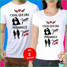 Kit Camisetas Casal Evangelico Ora Junto Pemanece Junto Camiseta 100% Algodão