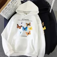 Blusa Moletom Canguru Algodão Unissex  Borboletas