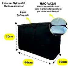 Bolsa Térmica Dobrável 40L Grande Capacidade Preta Conserva Bebidas e Alimentos