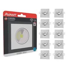 Kit 10 Spot 5w Led Direcionável Embutir Gesso Teto quadrado 6500k