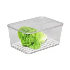 Organizador de geladeira com tampa salada frutas e verduras de acrílico