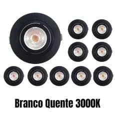 Kit 10 Spot 5w Led Direcionável Embutir Gesso Teto Redondo 3000k
