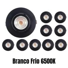 Kit 10 Spot 5w Led Direcionável Embutir Gesso Teto Redondo 6500k