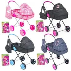 Carrinho De Boneca Grande Infantil C/ Berço Bebê Reborn Xikitinha Rosa Dobrável + Bolsa e Mamadeira