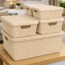 Kit 5 Caixas Organizadoras Cesto Jaguar Tampa Multiuso 1,8l 5l 15l Cozinha Banheiro Quarto