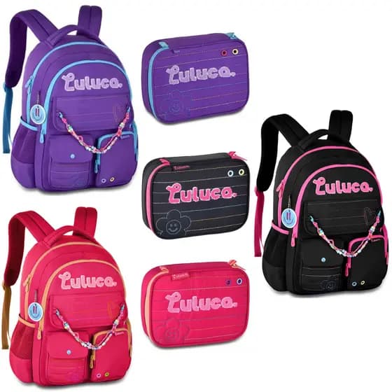 Mochila e Estojo Luluca de  Costas com Miçangas Lançamento - Original