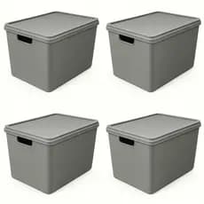 Conjunto 4 Caixas Organizadoras Grande 22 Litros Com Tampa Jaguar