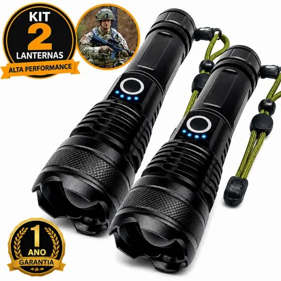 Lanterna T9 P50 Super Potente Tática Militar Mais Forte Do Mundo Sitio Fazenda  Recarregável USB