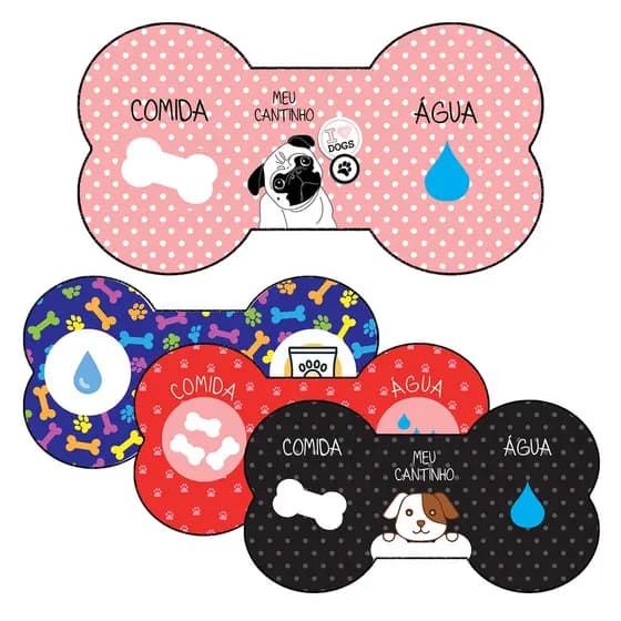 Tapete Pet Ossinho Cachorro Jogo Americano Água Comida Bebedouro Comedouro Várias Estampas