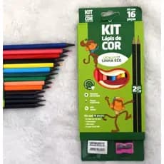 Kit Lapis de cor 16 peças Leo e Leo 12 Lapis de cor + 1 Apontador + 1 Borracha + 2 Lapis Preto Eco HB