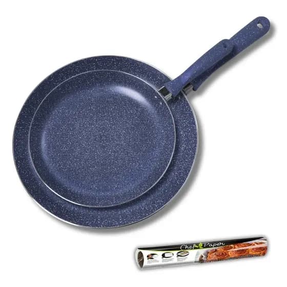 Kit 2 Frigideiras Indução 24cm 20cm Azul Inox Para Todos os Fogões Cozinha Moda do Chef