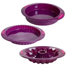 Kit 3 Formas de Silicone para Bolos Pudim Torta Forno Moda do Chef