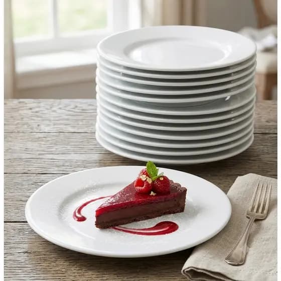Prato de Porcelana 19cm Branco Para Sobremesa Bolo Doces Refeição Resistente 12 Unidades