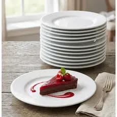 Kit 12 Pratos Sobremesa 19cm Porcelana Branca Resistente Premium Para Bolo e Petiscos