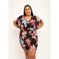 Saída de Praia Malha Fria Soltinha Estampada Plus Size Tamanhos Extra Grandes Saída de Banho